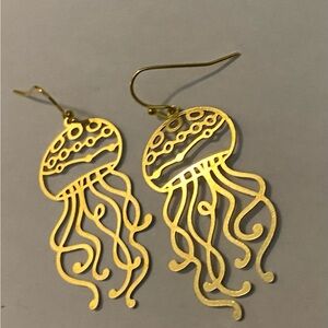 NEW Brass Jellyfish charm earrings
